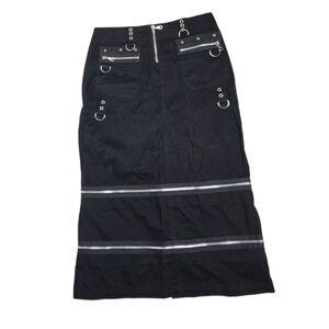 Y2K Vintage‎ mall goth punk alt black zipper adjustable length maxi skirt XS